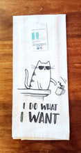 Load image into Gallery viewer, Funny Cat Towel – "I Do What I Want" Embroidered Hand Towel – Sassy Cat Kitchen Towel – Gift for Cat Lovers – Cat Attitude Dish Towel