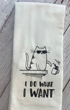 Load image into Gallery viewer, Funny Cat Towel – "I Do What I Want" Embroidered Hand Towel – Sassy Cat Kitchen Towel – Gift for Cat Lovers – Cat Attitude Dish Towel