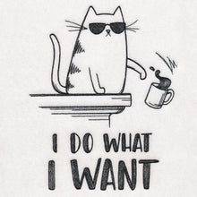 Load image into Gallery viewer, Funny Cat Towel – "I Do What I Want" Embroidered Hand Towel – Sassy Cat Kitchen Towel – Gift for Cat Lovers – Cat Attitude Dish Towel
