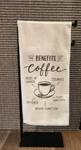 Load image into Gallery viewer, Sip Happens, Sarcastic Benefits of Coffee Tea Towel A Brew-tiful Addition to Your Kitchen Decor!