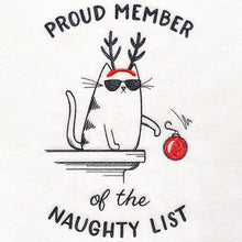 Load image into Gallery viewer, Funny Cat Naughty List Towel – Proud Member of the Naughty List Embroidered Hand Towel
